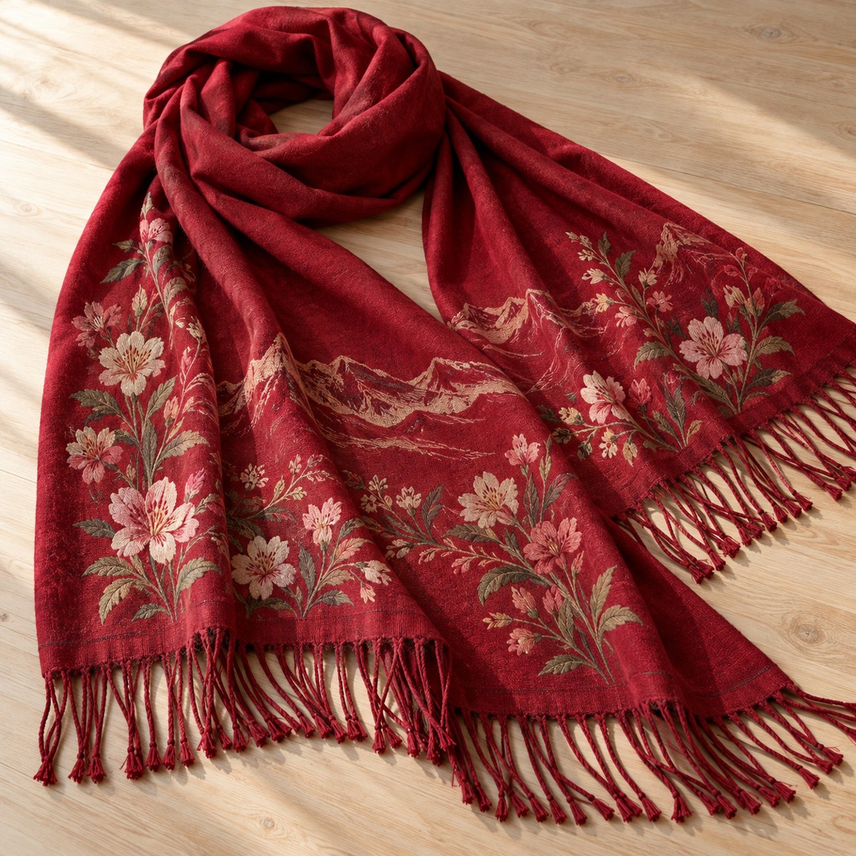 Pashmina · Flor de altura · propuesta ilustrativa, no inventario real
